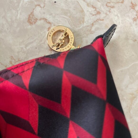 Longchamp Small Le Pliage Tote Red Geo Pattern Patent Leather - Picture 7 of 7